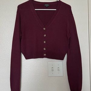 Button Down Cropped Cardigan